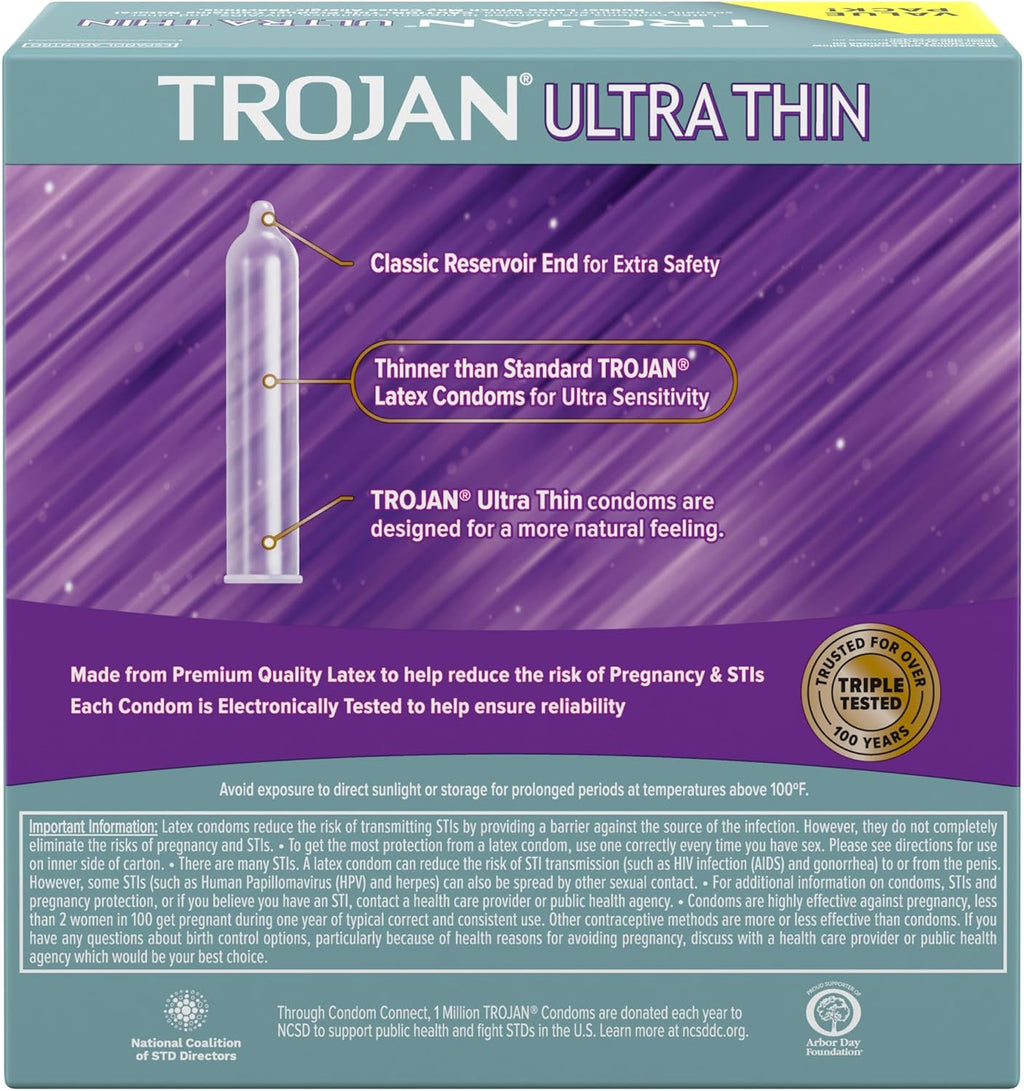 TROJAN Ultra Thin and Pleasure Variety Condoms Value Bundle E9377