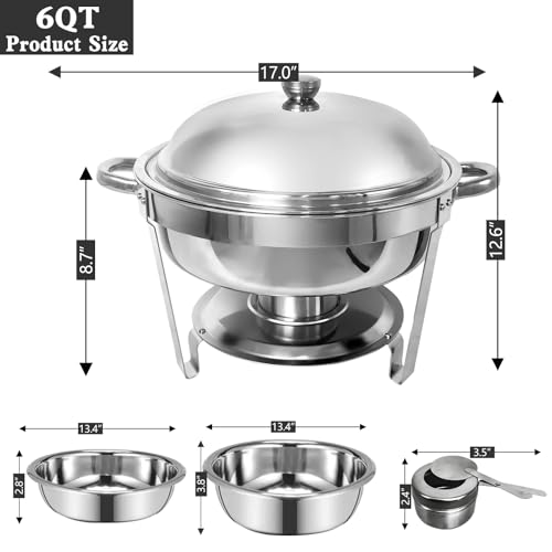 Chafing Dish Buffet Set 6 QT Stainless Steel Food Warmers with Covers (2 Pack) B77775