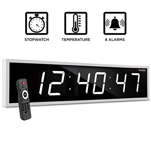Ivation 24" Digital LED Clock with Alarm & Countdown Timer - Wall or Shelf Mount (Blue) S211508