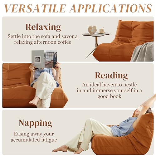 Bean Bag Chair for Adults Suede Microfiber Fireside Floor Chair 3-Seater Beige F151744