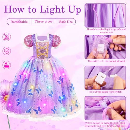 Meland Princess Dresses for Girls Light Up Costume Ages 3-10 C693761