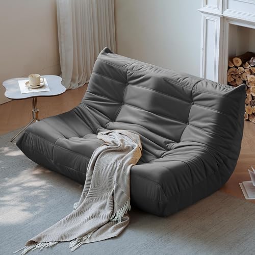 Bean Bag Chair for Adults Suede Microfiber Fireside Floor Chair 3-Seater Beige F151744