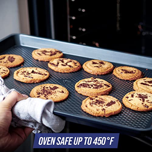 Blue Diamond Bakeware Nonstick 2-Piece Cookie Sheet Baking Pan Set, PFAS-Free, Blue S8870