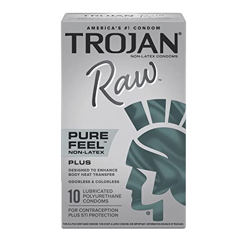 TROJAN BareSkin Raw Thin Condoms 24 Count with Trojan Raw Non-Latex Lubricated 10ct K155588