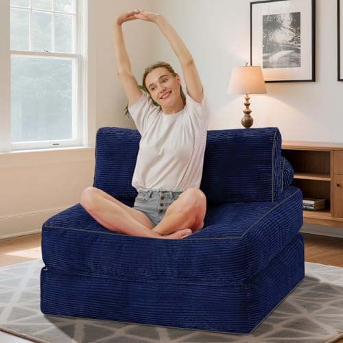 HABUTWAY Folding Sofa Bed Convertible Sleeper Chair with Dual-Pillow, Black D26880