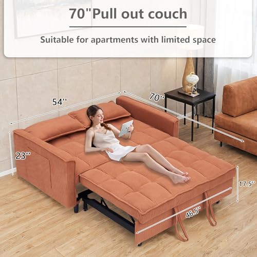 3 in 1 Convertible Sleeper Sofa Bed Futon with Adjustable Backrest, Velvet, Black Q74350
