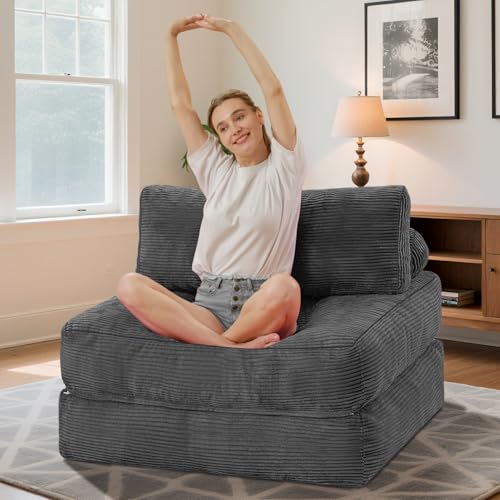 HABUTWAY Folding Sofa Bed Convertible Sleeper Chair with Dual-Pillow, Black D26880