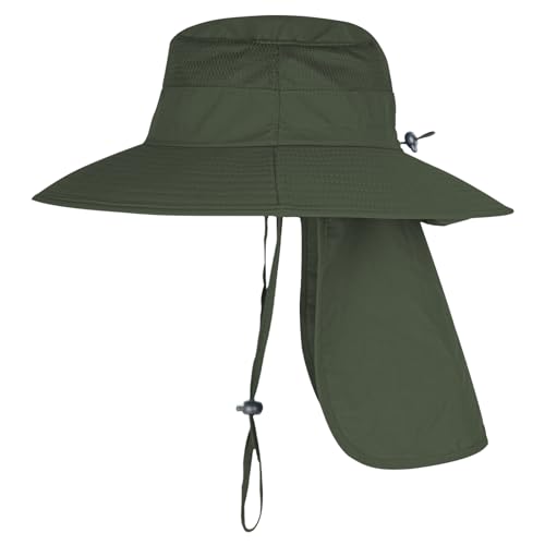 Men's Women's UPF 50+ Wide Brim Bucket Hat with Neck Flap W887