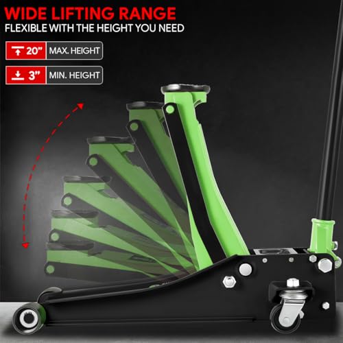 DNA MOTORING Floor Jack 3 Ton Low Profile Heavy Duty Hydraulic Car Jack, Black T11604