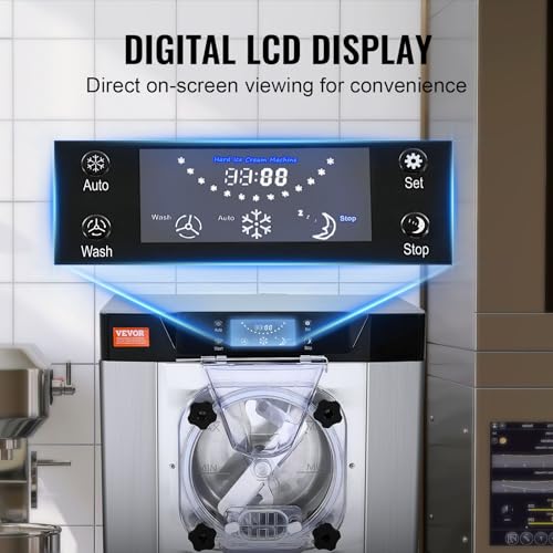 VEVOR Commercial Ice Cream Machine, 20-25L/H, 2400W, 1-Flavor Hard Serve Maker T292956