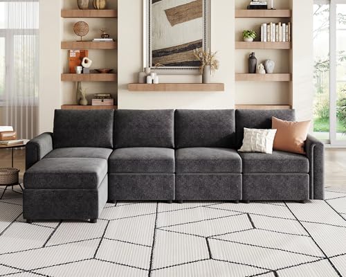 LINSY HOME Modular U Shaped Sectional Sofa with Storage, Blue M8981