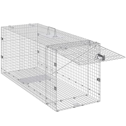 VEVOR Live Animal Cage Trap 24" x 8" x 8" Humane Galvanized Iron Folding Trap G7271