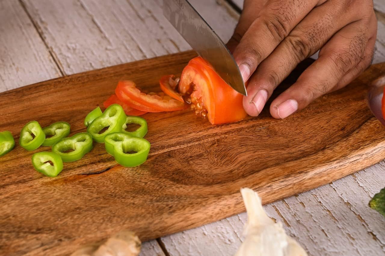 Acacia Wood Cutting Board 17 by 7 Inches for Kitchen and Serving B57737