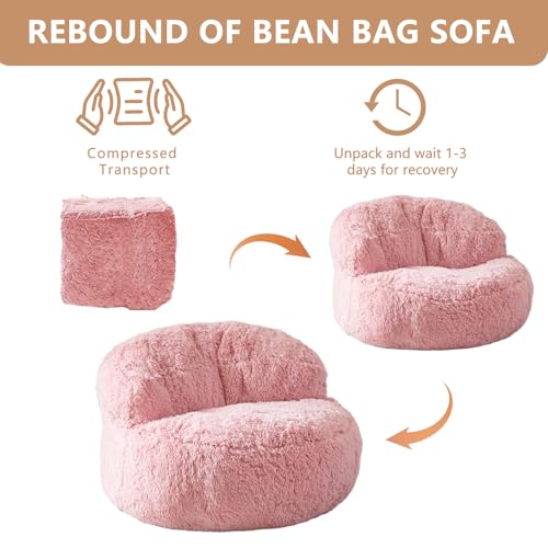BYBYME Giant Faux Fur Bean Bag Chair for Adults with Filler T1937