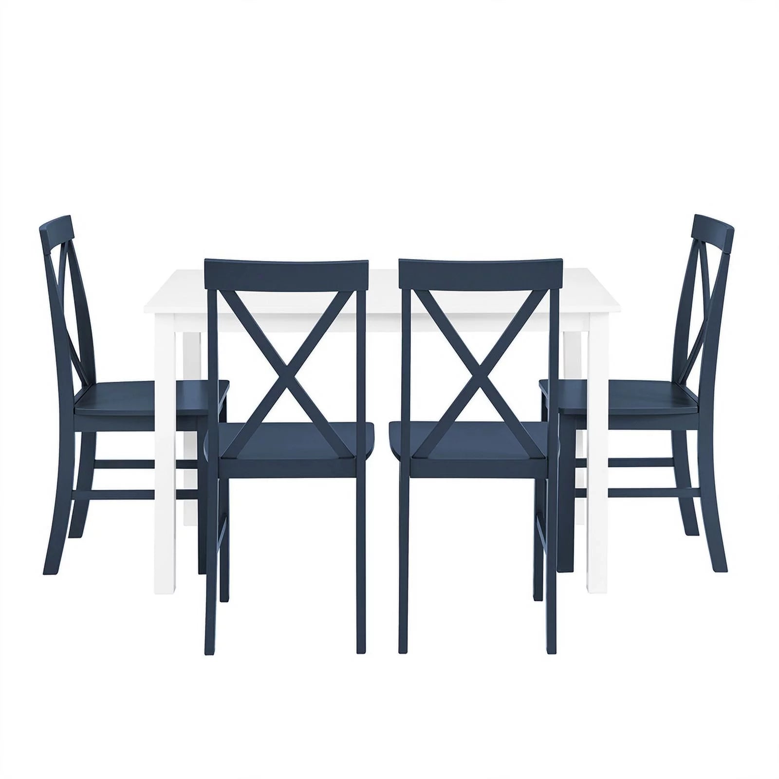 Walker Edison Greyson 5-Piece Farmhouse Dining Set, White/Navy V613