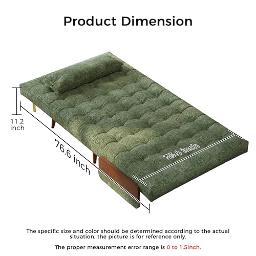 Convertible Chair Bed Sleeper for Adults with Wooden Arms, Linen G638