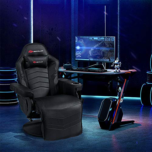 Goplus Massage Gaming Chair, Racing Recliner with Footrest, PU Leather N121