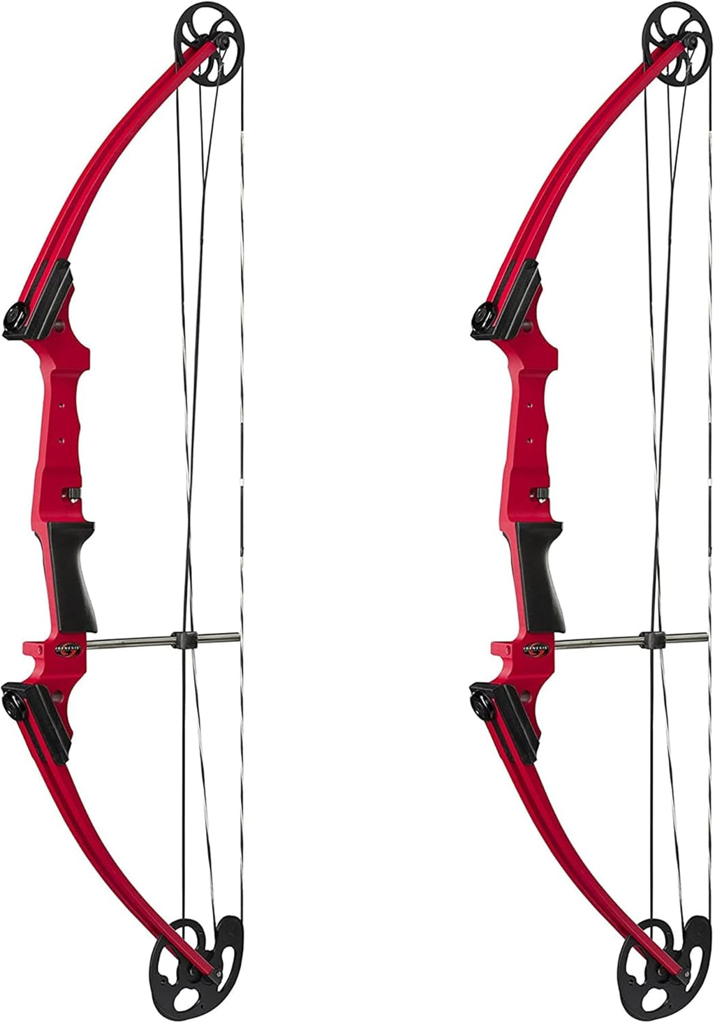Genesis Archery Compound Bow w/Adjustable Draw Length from 15"-30" & Adjustable Draw Weight Range of 10 to 20 Pounds for Right-Handed, Red (2 Pack)