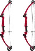 Genesis Archery Compound Bow w/Adjustable Draw Length from 15"-30" & Adjustable Draw Weight Range of 10 to 20 Pounds for Right-Handed, Red (2 Pack)