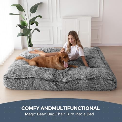 MAXYOYO Giant Bean Bag Chair Bed for Adults, Convertible Floor Sofa G466