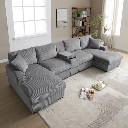 Oversized Modular Sectional Sofa with Movable Ottoman E909
