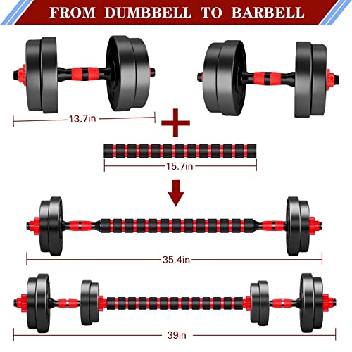 Adjustable Dumbbells Set of 2, Convertible to Barbell, 20-80lbs for Home Gym Z143