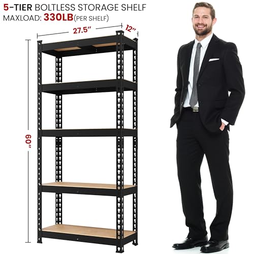 Yaheetech 5-Tier Heavy Duty Garage Shelving Unit, Adjustable Metal Storage Rack, Blue J339478