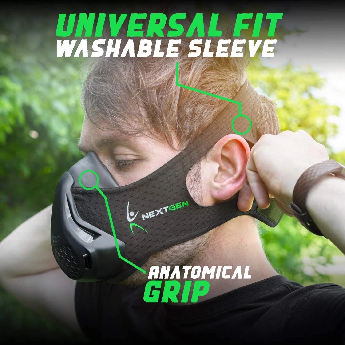NEXTGEN Altitude Workout Mask Cardio Breathing Trainer with 8 Replaceable Carbon Filters Black Z45297