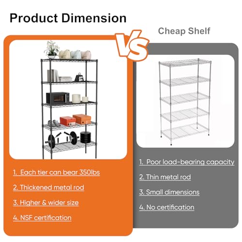 Sweetcrispy 4-Shelf Storage Shelving Unit, Adjustable Metal Wire Racks B3757