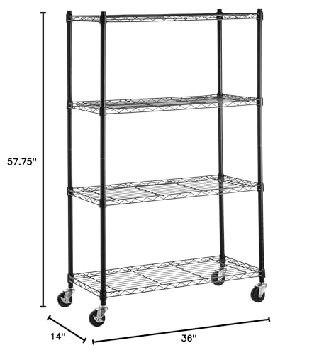 Amazon Basics 5-Shelf Heavy Duty Storage Shelving Unit on Casters, Black A813013