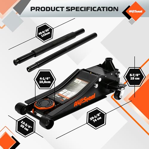 Low Profile Floor Jack 3 Ton Heavy Duty Hydraulic with Dual Pistons U580433