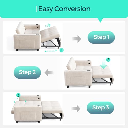 LINSY 3-in-1 Convertible Sofa Bed with Charging Station, Green E504001