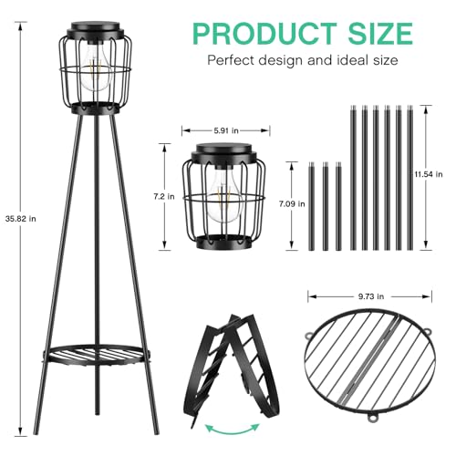 2 Pack Solar Lights Outdoor with Plant Stands - Metal Tripod Patio Decor M835880
