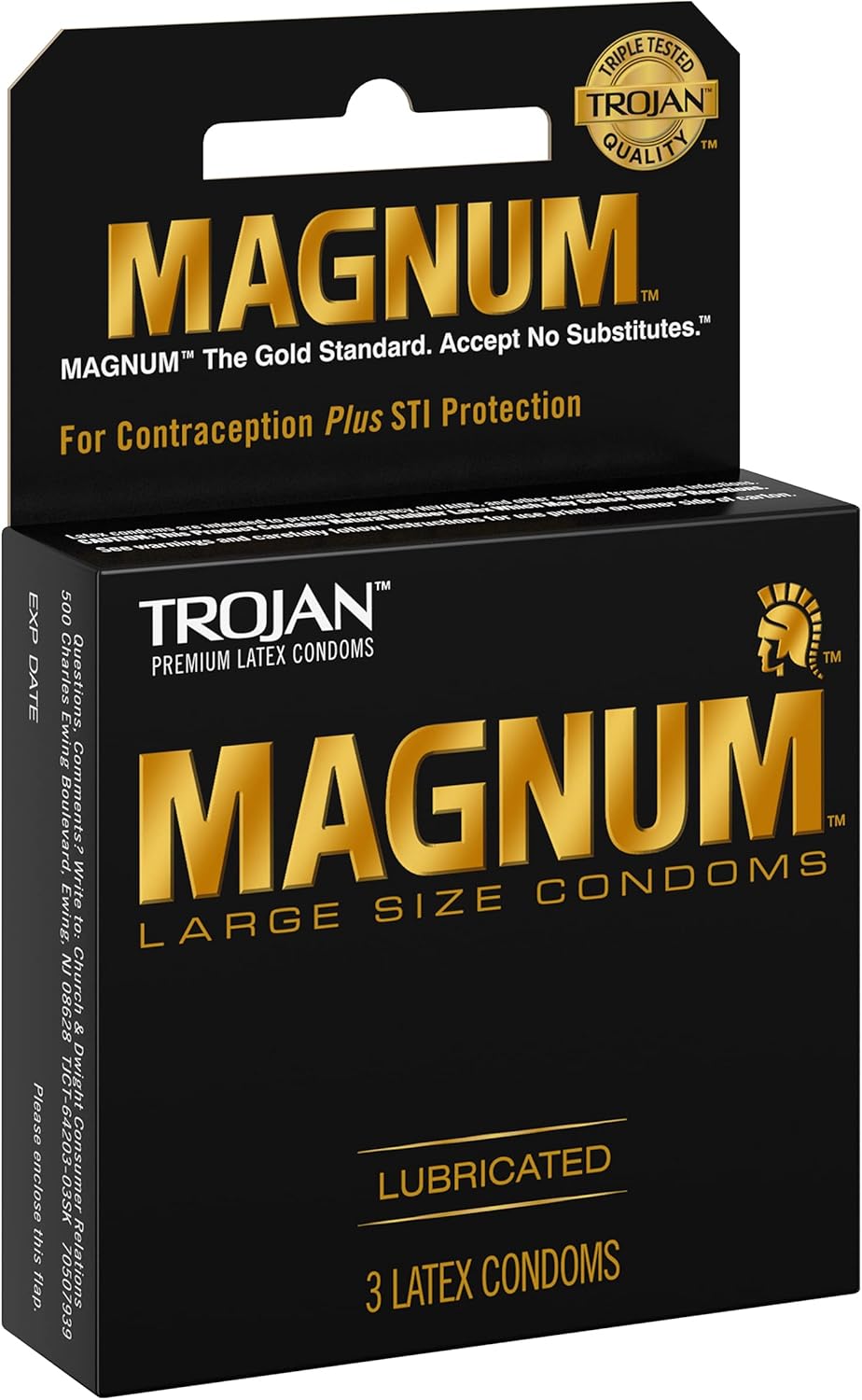 Trojan Magnum Condoms Large Lubricated Latex, 3 ct Pack of 5 R888059