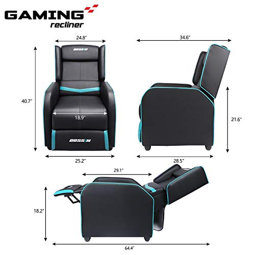 LEMBERI Gaming Recliner Chair PU Leather Ergonomic Racing Style Grey B4055
