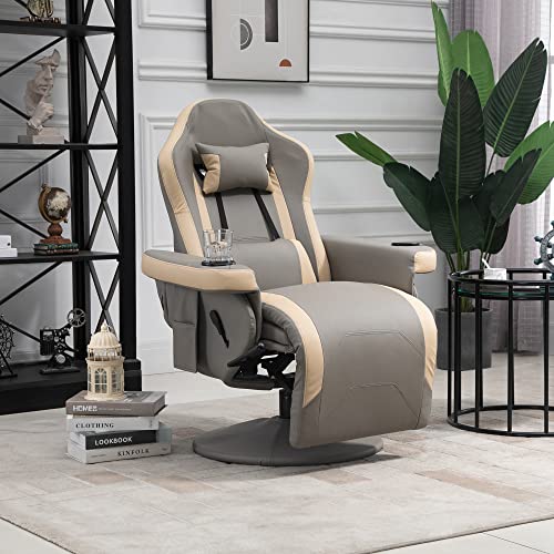HOMCOM Manual Recliner Armchair PU Leather Lounge Chair with Adjustable Leg Rest Q125829