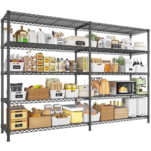 REIBII 73''W 5-Tier Metal Shelving Unit, Heavy Duty Wire Storage Rack F431