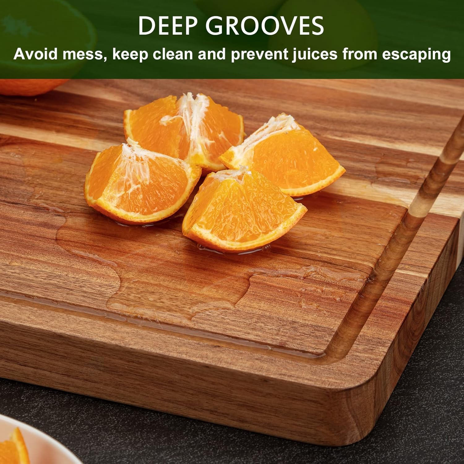 Acacia Wood Cutting Board 24x18 inch with Handle and Juice Groove C522001