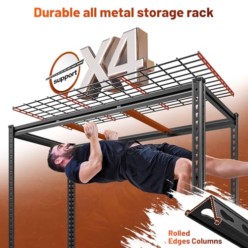 REIBII 48" W Garage Shelving 3000LBS Heavy Duty Metal Storage Shelves J429