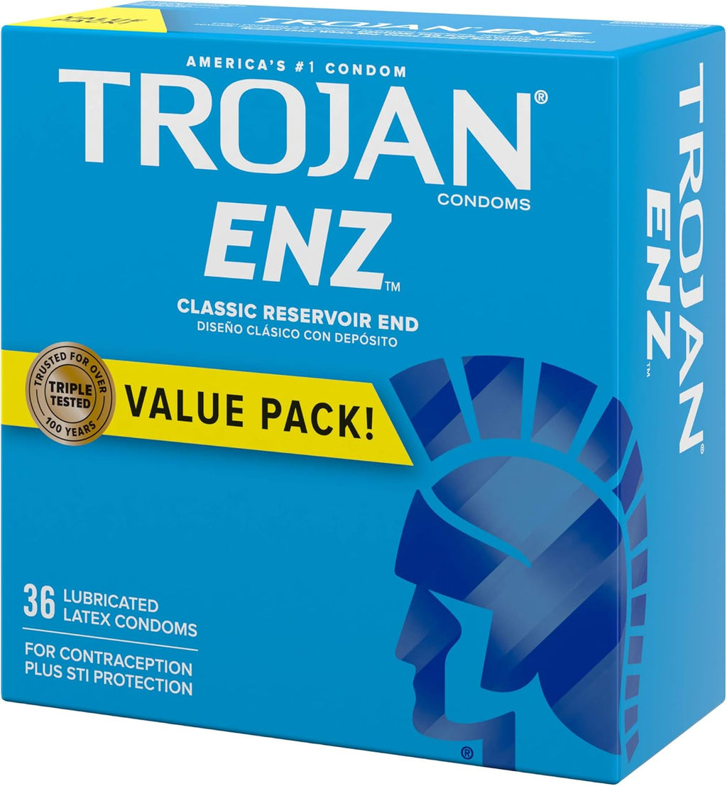 TROJAN ENZ Lubricated Condoms, Latex, 36 Count H473
