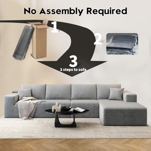 Cloud Modular Sectional Sofa with Ottoman, U Shaped, Black M332378