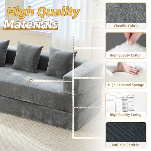 Corduroy Convertible Sleeper Sofa Bed with Pillow, Beige S401207