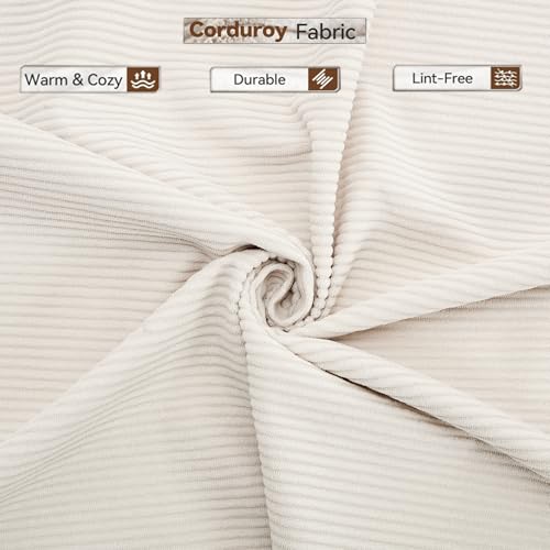 Corduroy Convertible Sleeper Sofa Bed with Pillow, Beige S401207