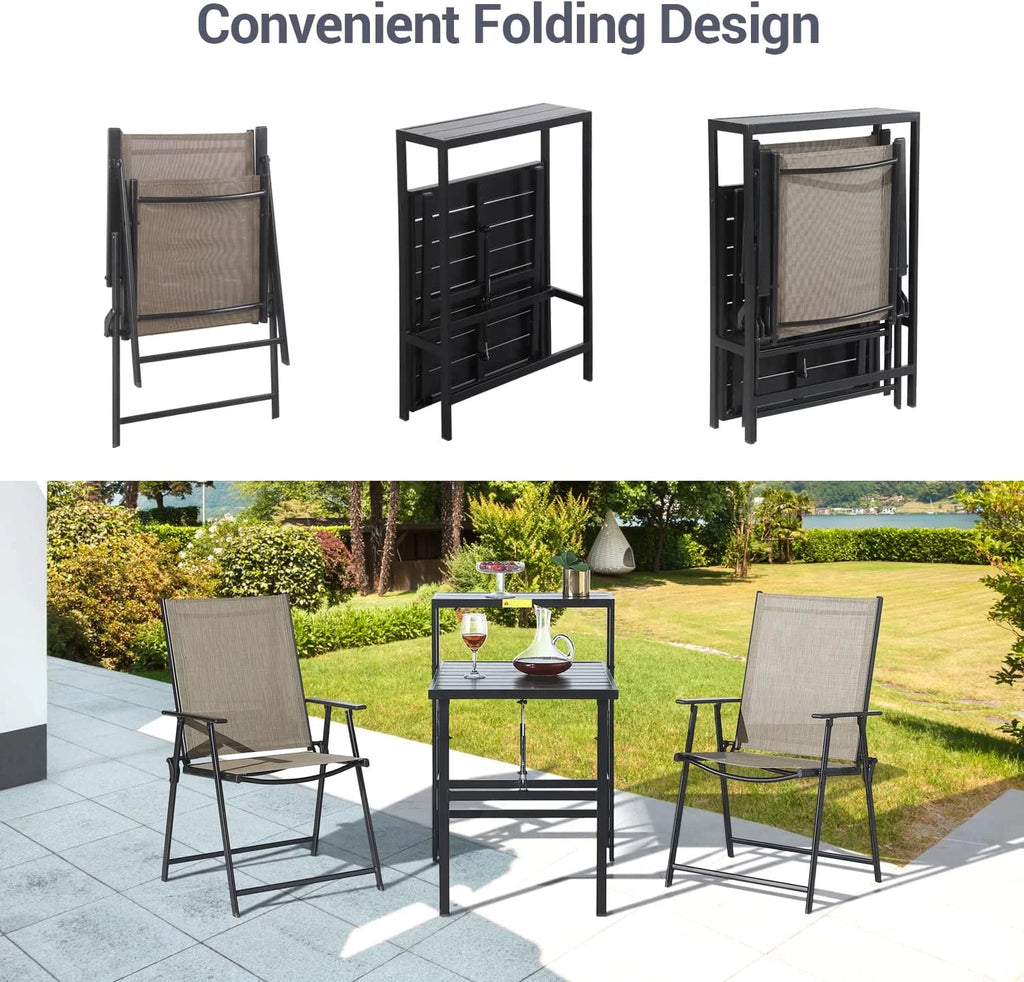 Patio Bistro Set 3 Piece Outdoor Folding Furniture with Coffee Table K47879