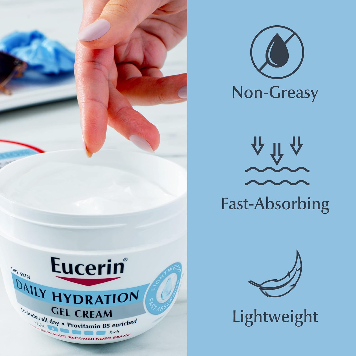 Eucerin Daily Hydration Gel Cream Fragrance Free Body Moisturizer, 12 Oz Q579