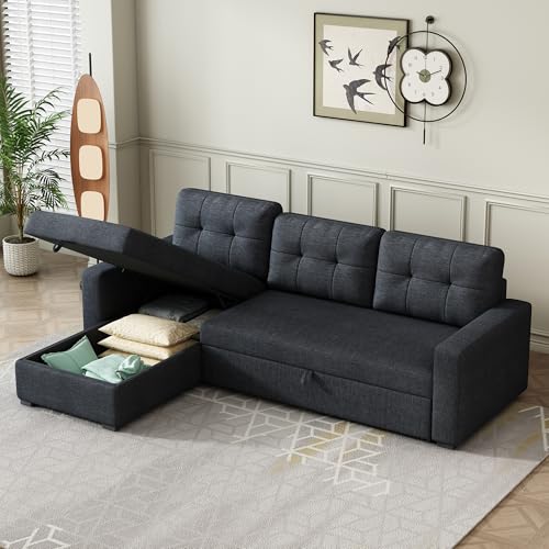 Ball & Cast L-Shape Reversible Sectional Sleeper Sofa Bed with Storage Chaise S803032