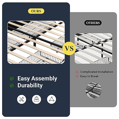 Allewie Upholstered Queen Platform Bed Frame with 4 Drawers and Headboard, Light Grey A922