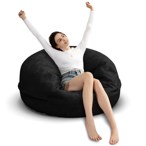 Bean Bag Chair for Adults 3FT, Soft Removable Cover, Light Gray M535251