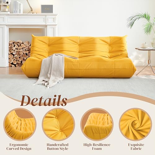 Bean Bag Chair for Adults Suede Microfiber Fireside Floor Chair 3-Seater Beige F151744
