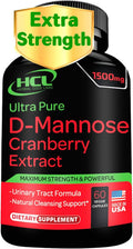 D-Mannose with Cranberry Extract Capsules 1500mg Super Strength Pills – Fast-Acting UTI Urinary Tract – Bladder Health Supplement